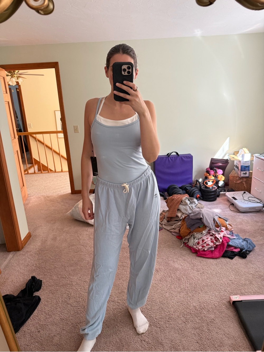 Reebok Light Blue Women’s Tank and Drawstring Joggers Set